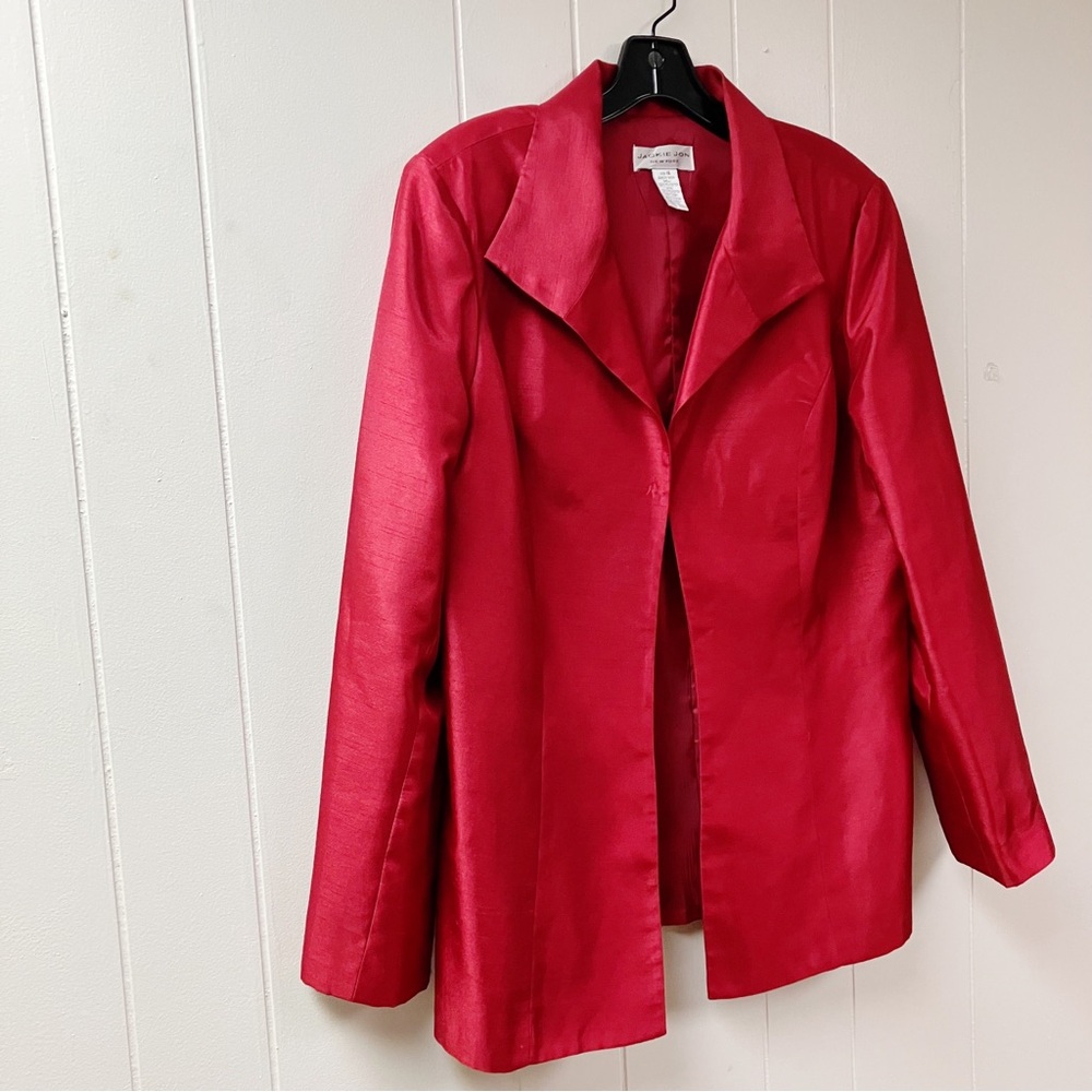 Vintage Y2k Career JACKIE JON NEW YORK Blazer Jacket SZ 14 Red Party Classic - Picture 7 of 8